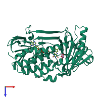 PDB entry 1pxc coloured by chain, top view.