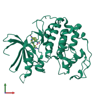 PDB entry 1pxo coloured by chain, front view.