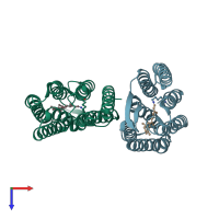 PDB entry 1pxr coloured by chain, top view.