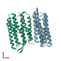 PDB entry 1pxs coloured by chain, front view.