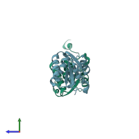 PDB entry 1pxw coloured by chain, side view.
