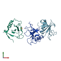 PDB entry 1py3 coloured by chain, front view.