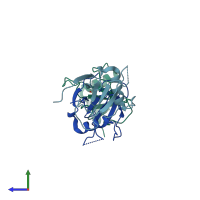 PDB entry 1py3 coloured by chain, side view.