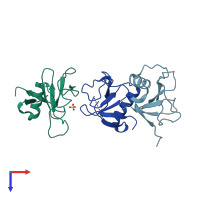 PDB entry 1py3 coloured by chain, top view.