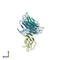 PDB entry 1py4 coloured by chain, side view.