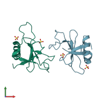 PDB entry 1pyl coloured by chain, front view.