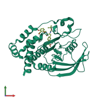 PDB entry 1pyn coloured by chain, front view.
