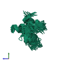 PDB entry 1pyv coloured by chain, ensemble of 24 models, side view.