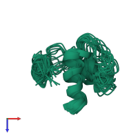 PDB entry 1pyv coloured by chain, ensemble of 24 models, top view.