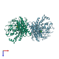PDB entry 1pz2 coloured by chain, top view.