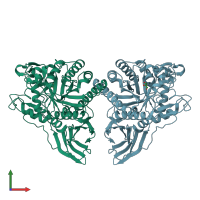 PDB entry 1pz3 coloured by chain, front view.