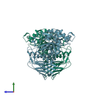 PDB entry 1pz3 coloured by chain, side view.