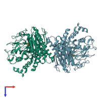 PDB entry 1pz3 coloured by chain, top view.