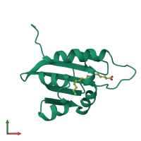 PDB entry 1pz4 coloured by chain, front view.