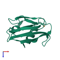 PDB entry 1pza coloured by chain, top view.