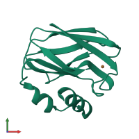PDB entry 1pzb coloured by chain, front view.