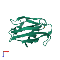 PDB entry 1pzb coloured by chain, top view.