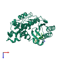 PDB entry 1pzo coloured by chain, top view.
