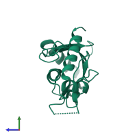 PDB entry 1pzv coloured by chain, side view.