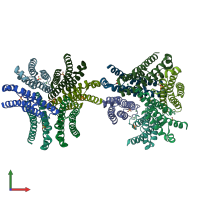 PDB entry 1q0d coloured by chain, front view.