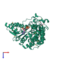 PDB entry 1q0h coloured by chain, top view.