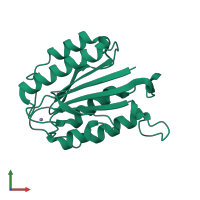 PDB entry 1q0p coloured by chain, front view.