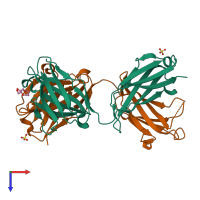 PDB entry 1q0x coloured by chain, top view.