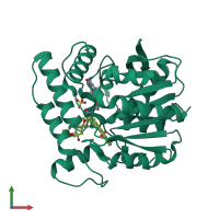 PDB entry 1q0z coloured by chain, front view.