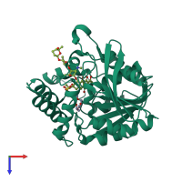 PDB entry 1q0z coloured by chain, top view.