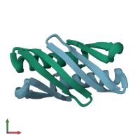 PDB entry 1q10 coloured by chain, ensemble of 40 models, front view.