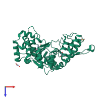 PDB entry 1q11 coloured by chain, top view.