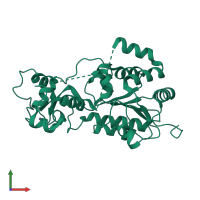 PDB entry 1q14 coloured by chain, front view.