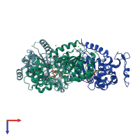 PDB entry 1q17 coloured by chain, top view.