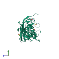 PDB entry 1q1c coloured by chain, side view.