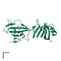 PDB entry 1q1c coloured by chain, top view.