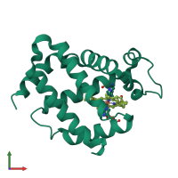 PDB entry 1q1f coloured by chain, front view.