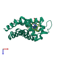 PDB entry 1q1f coloured by chain, top view.