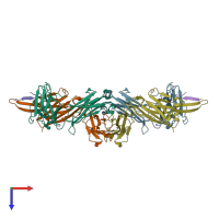 PDB entry 1q1j coloured by chain, top view.
