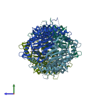 PDB entry 1q1l coloured by chain, side view.