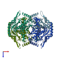 PDB entry 1q1l coloured by chain, top view.