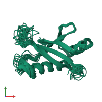 PDB entry 1q1o coloured by chain, ensemble of 20 models, front view.