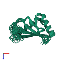 PDB entry 1q1o coloured by chain, ensemble of 20 models, top view.