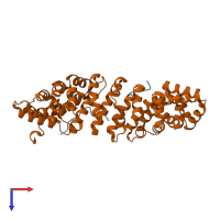 PDB entry 1q1t coloured by chain, top view.