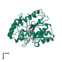 PDB entry 1q22 coloured by chain, top view.