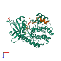 PDB entry 1q24 coloured by chain, top view.