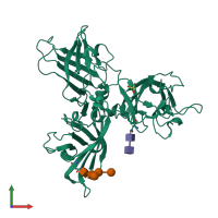 PDB entry 1q25 coloured by chain, front view.