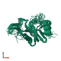 PDB entry 1q27 coloured by chain, ensemble of 10 models, front view.