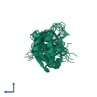 PDB entry 1q27 coloured by chain, ensemble of 10 models, side view.