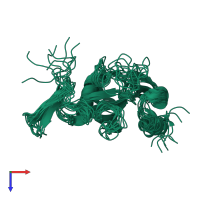 PDB entry 1q27 coloured by chain, ensemble of 10 models, top view.