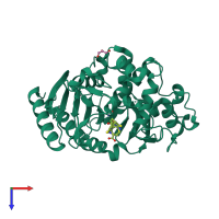 PDB entry 1q2q coloured by chain, top view.